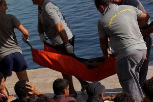 Migrants drowning on island of Lampedusa. Photo by Sara Prestianni