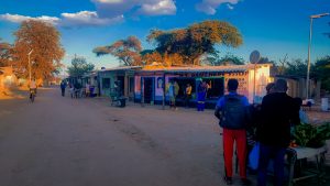 Market stalls in refugee camp