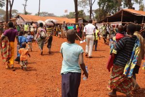 Crowd of refugee children in Burundi